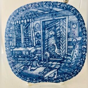 Rorstrand Julen 1973 Christmas Plate Sweden Blue Scandinavian Collector Decor